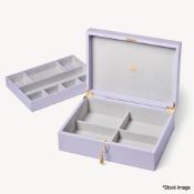 1 x ASPINAL OF LONDON Grand Luxe Jewellery Case In Deep Shine English Lavender Croc - Original