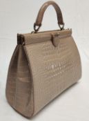 1 x ASPINAL OF LONDON Small Florence Frame Bag In Soft Taupe Patent Croc - Original RRP £995.00