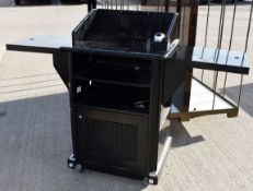 1 x Portable Mobile Sale Till Store Retail Counter Unit In Black, With Fold-out Sides