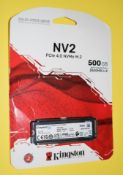 1 x Kingston NV2 500gb PCIe NVMe M.2 SSD Drive - New and Sealed - NO VAT ON THE HAMMER - CL010 -