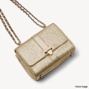 1 x ASPINAL OF LONDON Lottie Bag In Champagne Glitter - New/Boxed - Original RRP £285.00