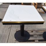 1 x Square Industrial-style Bistro Table with a Sturdy Metal Base And Marble Effect Top - Ref: