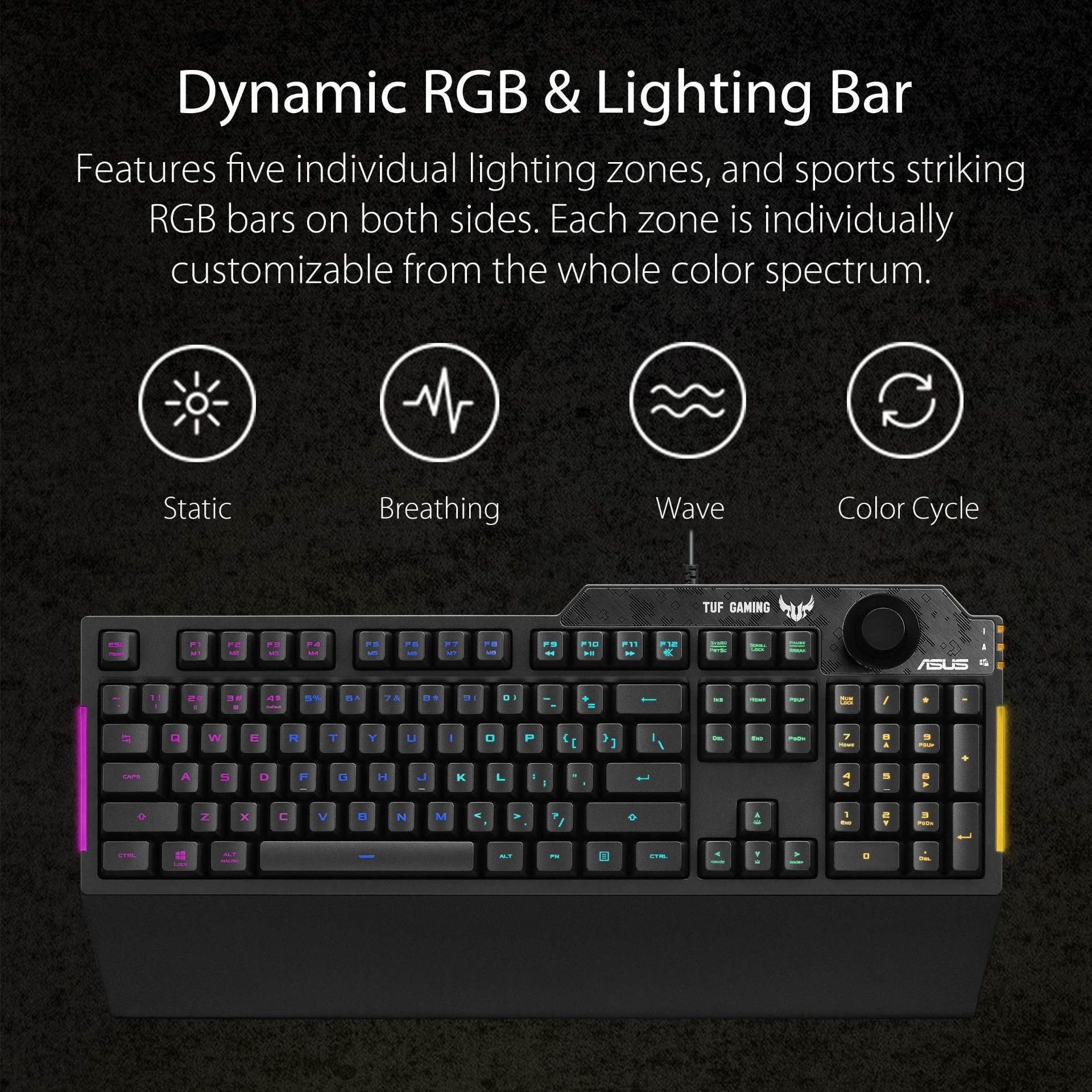 1 x Asus TUF K1 RGB Gaming Keyboard - Brand New and Boxed - Features Volume Control, Side Light - Image 3 of 8
