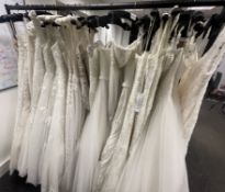27 x Assorted Designer Wedding Dresses in Various Styles and Sizes - Recently Removed From an