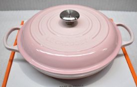1 x LE CREUSET Signature Shallow Cast Iron Casserole Dish, Shell Pink 30cm - Original Price £285.00