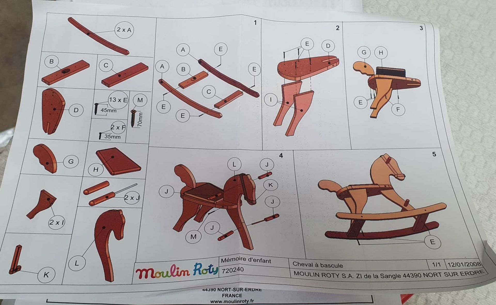 1 x MOULIN ROTY Luxury Wooden Rocking Horse - Original Price £129.00 - Unused Boxed Stock - Ref: - Image 3 of 5
