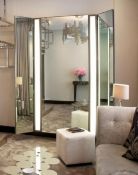 1 x Luxury Full-length Tri-fold Illuminated Fitting Room Dressing Mirror In Gold - NO RESERVE