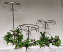 Set of 3 Heavy Duty Metal Commercial Cake Stands - Great For Weddings - CL444 - NO VAT ON THE HAMMER