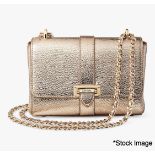 1 x ASPINAL OF LONDON Lottie Small Leather Shoulder Bag In Champagne - New/Boxed - Original RRP £550