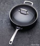 1 x LE CREUSET Toughened Non-Stick Sauté Pan and Glass Lid (27cm) - Colour: Black