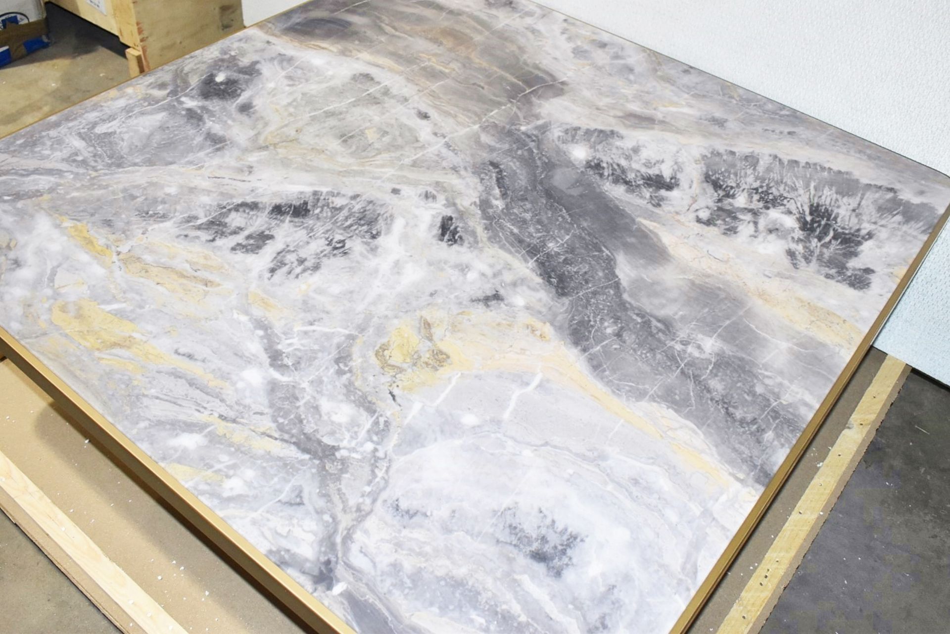 1 x REFLEX 'Tau 40 Steel' Designer Cesare Marble Inlaid Coffee Table, Satin Brass - RRP £4,000 - Image 8 of 10