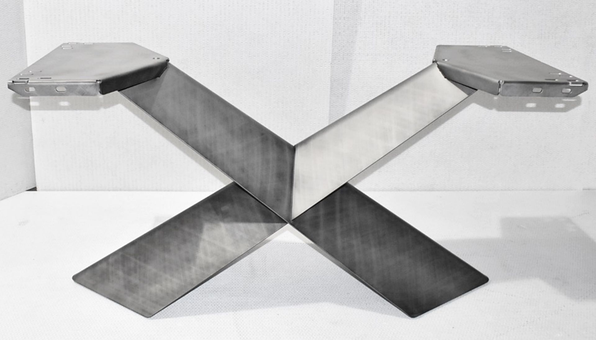 1 x CATTELAN ITALIA 'Tyron' Designer X-Shaped Metal Dining Table Base with a Brushed Grey Finish - Image 2 of 8