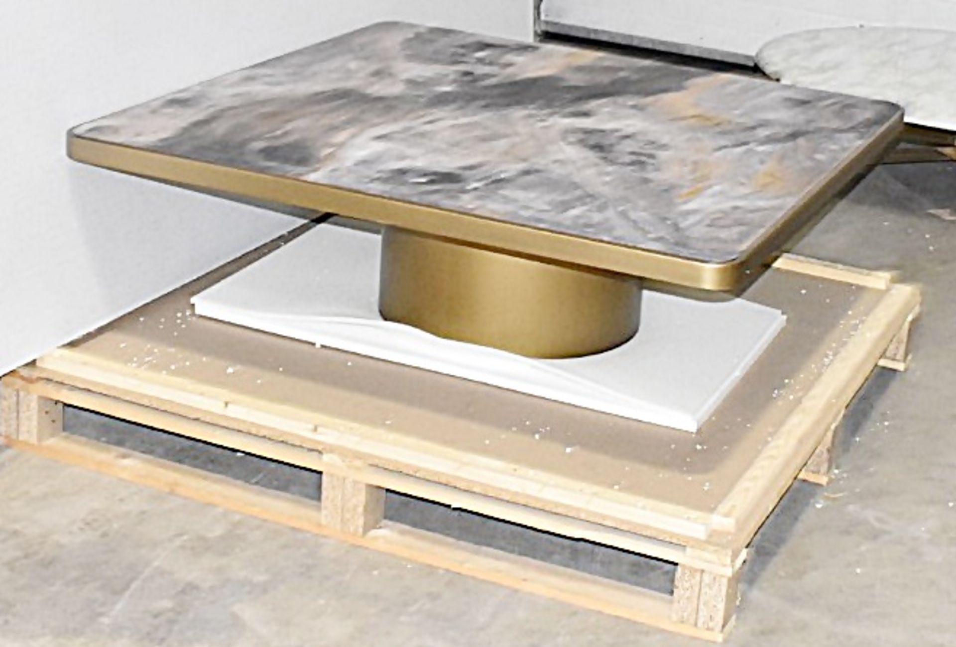 1 x REFLEX 'Tau 40 Steel' Designer Cesare Marble Inlaid Coffee Table, Satin Brass - RRP £4,000 - Image 10 of 10