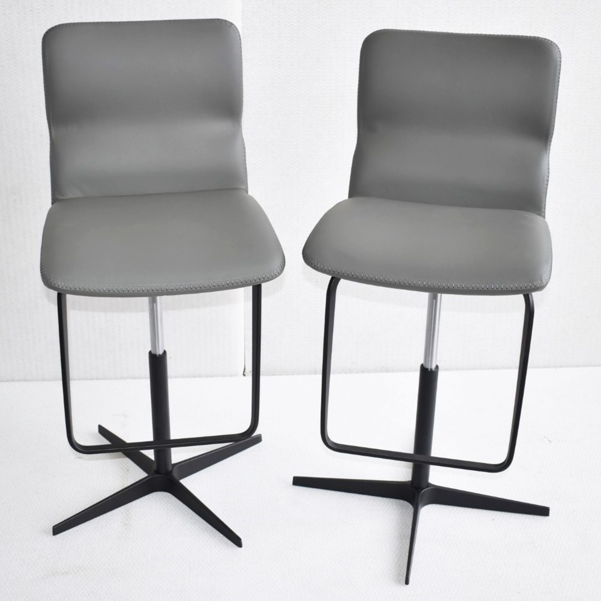 A Pair of CATTELAN ITALIA 'Victor X' Designer Leather Upholstered Barstools - Original Price £1,798 - Image 3 of 13
