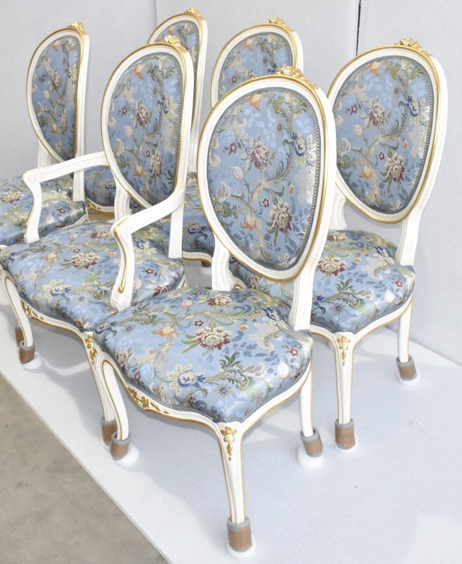 Set of 6 x ANGELO CAPPELLINI 'Timeless' Baroque-style Carved Dining Chairs, Floral Upholstered - Image 3 of 14