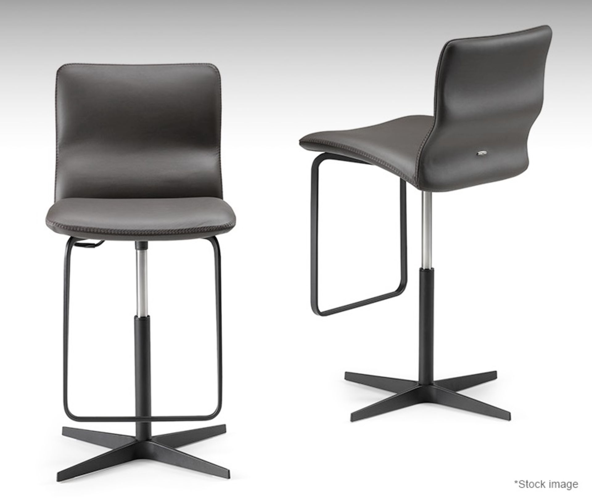 A Pair of CATTELAN ITALIA 'Victor X' Designer Leather Upholstered Barstools - Original Price £1,798