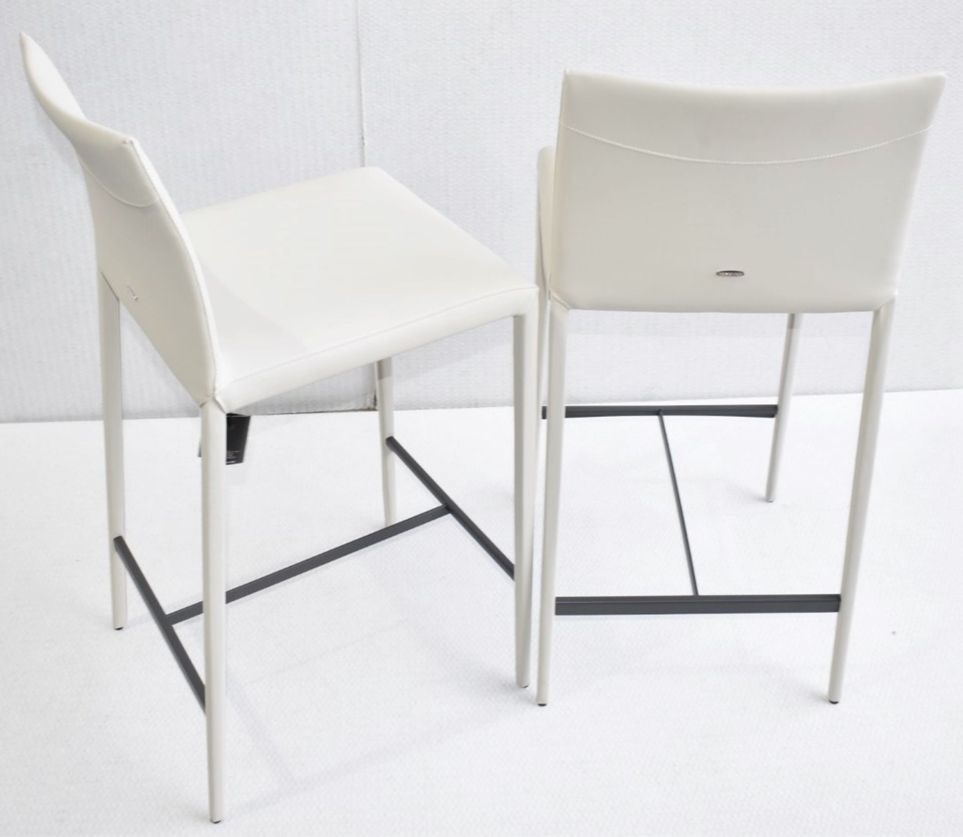 Pair of CATTELAN ITALIA 'Norma' Designer Fully Upholstered Stools in a Light Synthetic Leather - Image 5 of 9