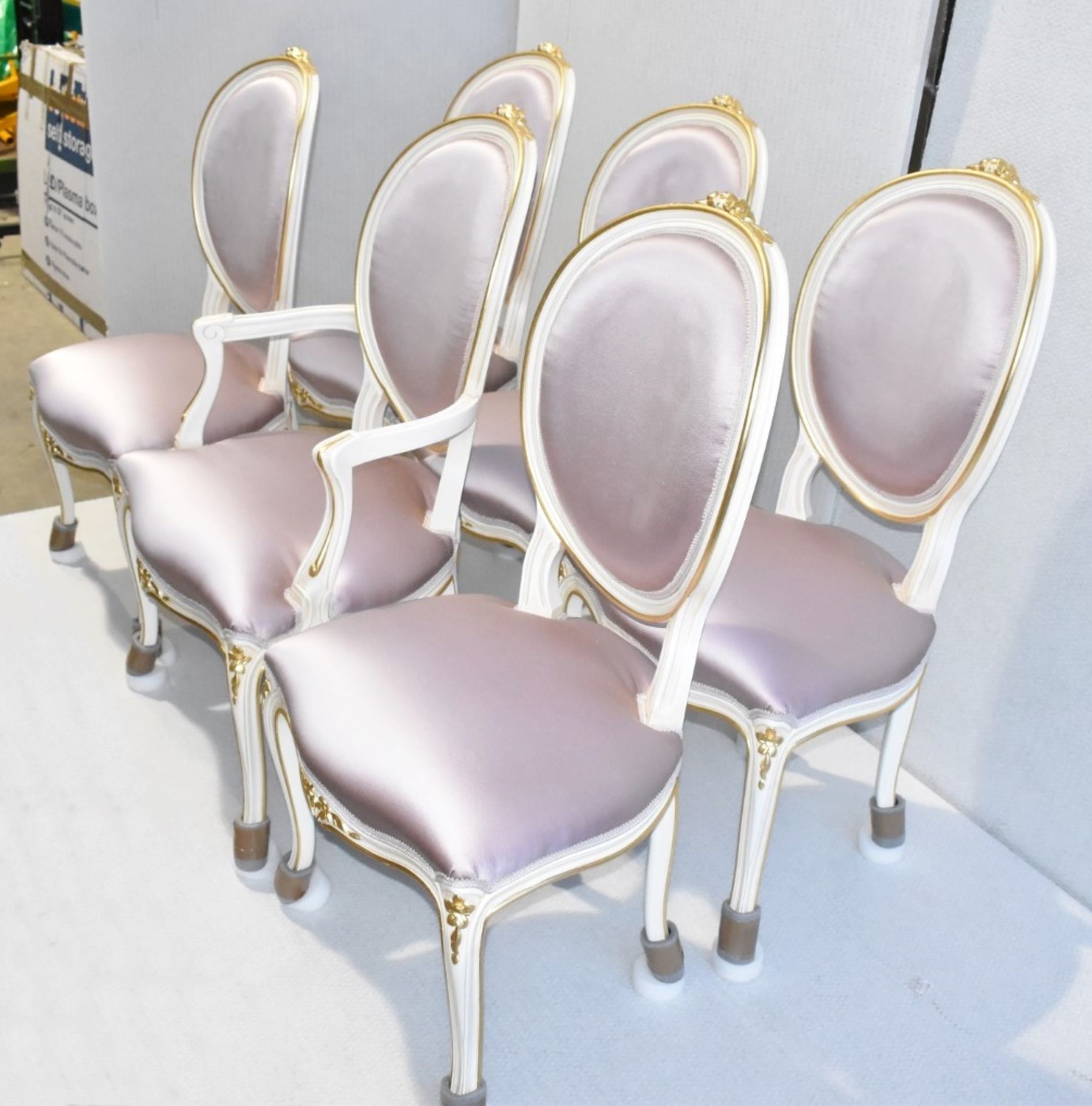 Set of 6 x ANGELO CAPPELLINI 'Timeless' Baroque-style Carved Dining Chairs, Upholstered in Pink Silk - Image 3 of 15