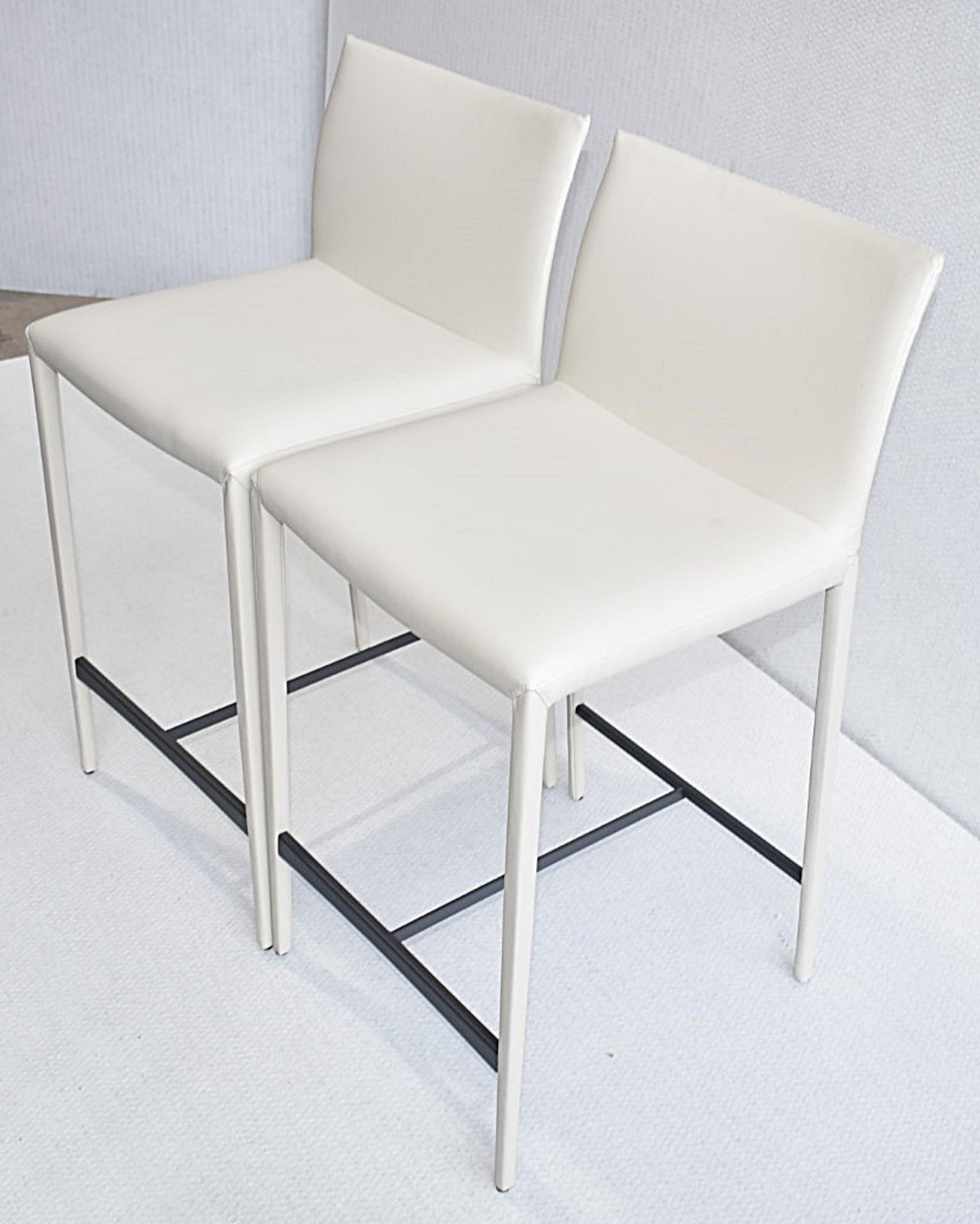 Pair of CATTELAN ITALIA 'Norma' Designer Fully Upholstered Stools in a Light Synthetic Leather - Image 3 of 9