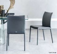 Pair of CATTELAN ITALIA Norma Designer Leather Upholstered Dining Chairs - Original Price £1,258