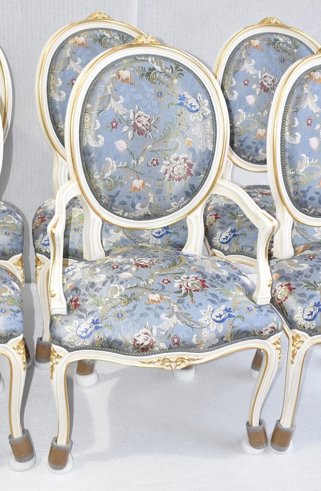 Set of 6 x ANGELO CAPPELLINI 'Timeless' Baroque-style Carved Dining Chairs, Floral Upholstered - Image 7 of 14