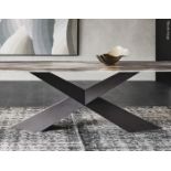 1 x CATTELAN ITALIA 'Tyron' Designer X-Shaped Metal Dining Table Base with a Brushed Grey Finish