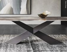 1 x CATTELAN ITALIA 'Tyron' Designer X-Shaped Metal Dining Table Base with a Brushed Grey Finish
