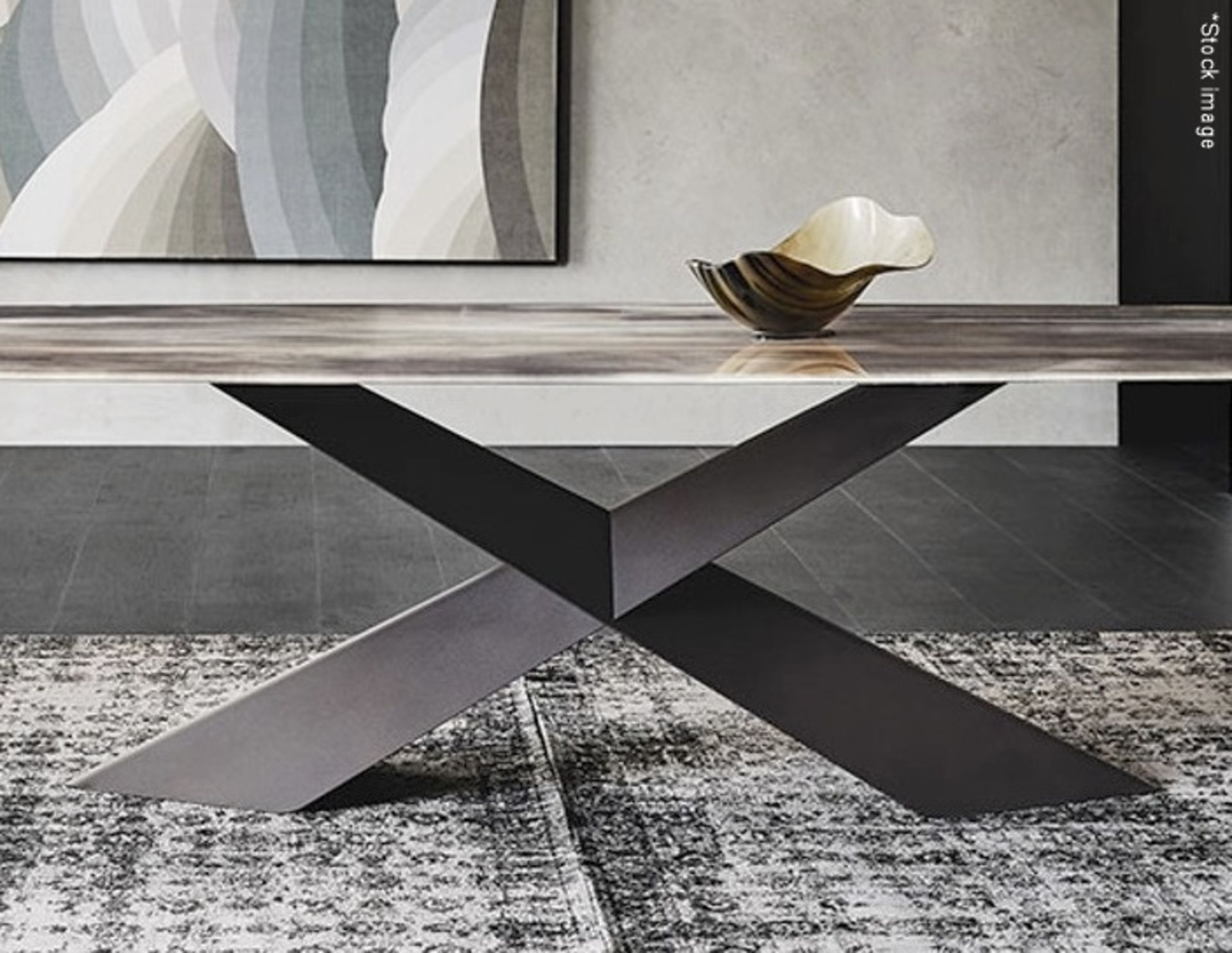 1 x CATTELAN ITALIA 'Tyron' Designer X-Shaped Metal Dining Table Base with a Brushed Grey Finish