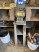 1 x Bench Grinder With Floor Stand - Fitted With Steel Box Guards