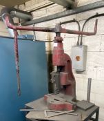 1 x Heavy Duty Manual Hydraulic Flypress - Mounted on a Floor Standing Bench - 200 x 90 x 90 cms