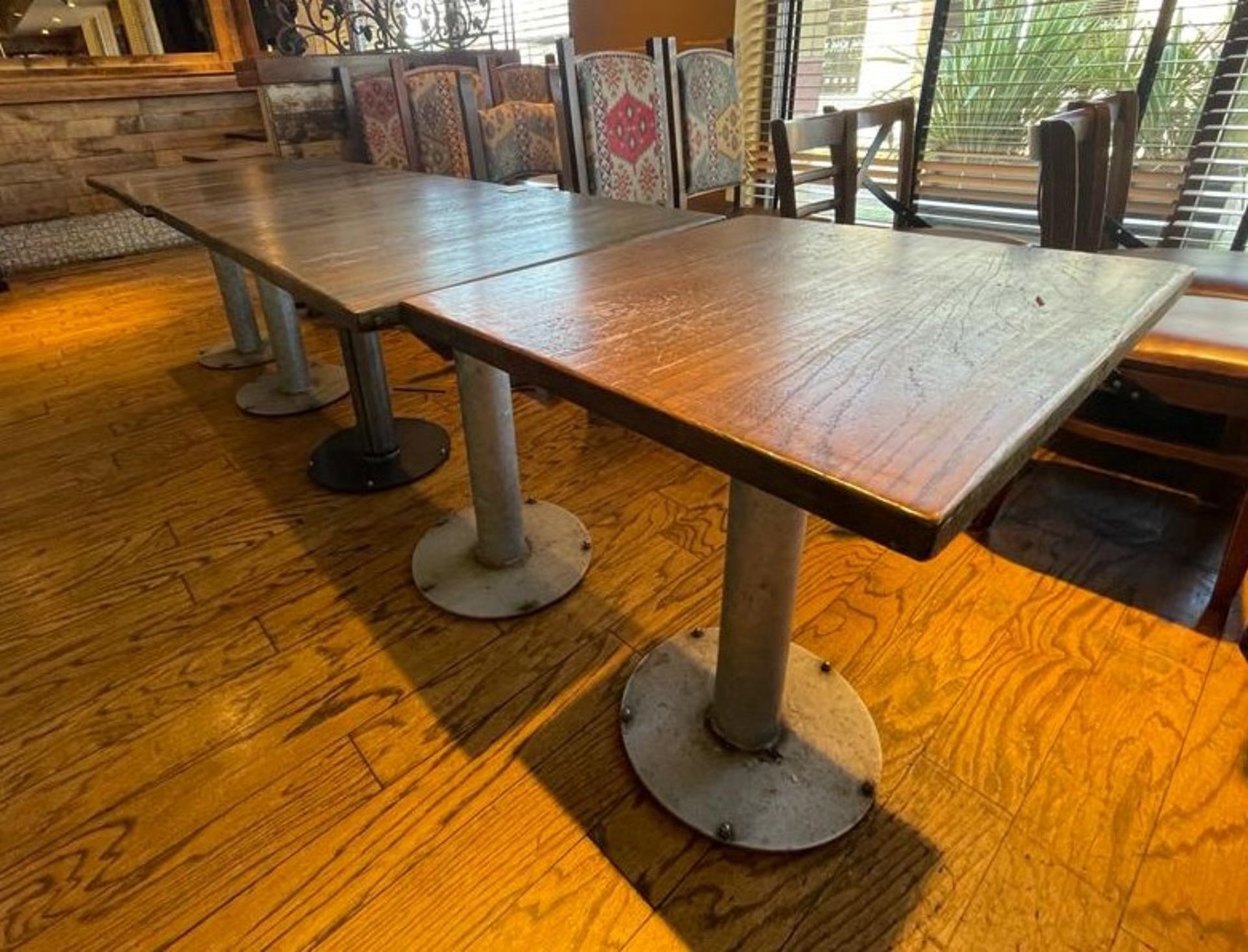 6 x Restaurant Dining Tables Featuring Industrial Style Bases and Wood Tops - Dimensions: H73 x - Image 5 of 9