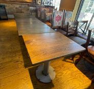 4 x Restaurant Dining Tables Featuring Industrial Style Bases and Wood Tops - Dimensions: H73 x