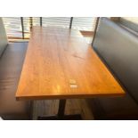 4 x Rectangular Restaurant Dining Tables Featuring Cast Iron Bases and Light Wooden Tops -