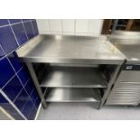 1 x Stainless Steel Corner Prep Bench With Undershelves - Ref: PAV129