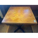 1 x Restaurant Dining Table With Parquet Wooden Tops and Cast Iron Base - Ref: PAV123