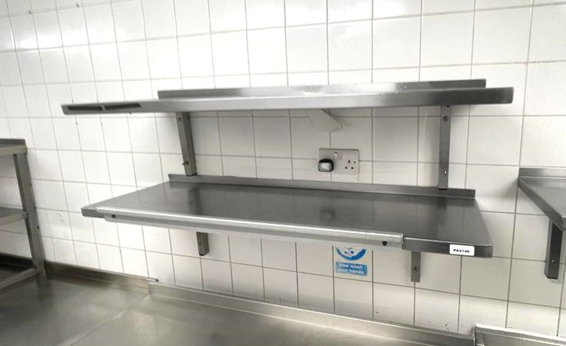 4 x Stainless Steel Wall Mounted Shelves - Dimensions: W120/120/180/92 x D33 cms - Ref: PAV148