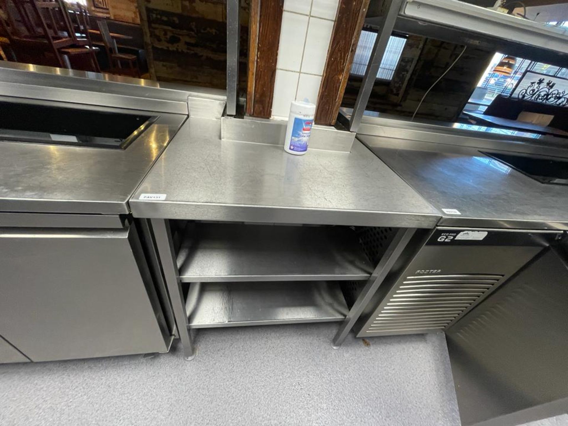 1 x Stainless Steel Prep Table With Post Cut Out and Undershelves - Ref: PAV131 - Image 4 of 4