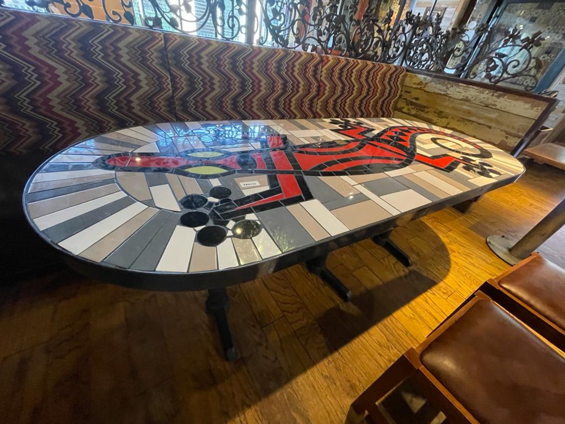 1 x Bespoke Gecko Lizard Mosaic Dining Table With Cast Iron Bases - Ref: PAV113 - Height H74 x - Image 2 of 5