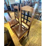 7 x Lattice Back Dining Chairs With Brown Padded Seats - Ref: PAV114