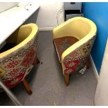 2 x Tub Chairs With Fabric Backs - Ref: PAV-OFFICE - To Be Removed From a Popular Mexican Themed