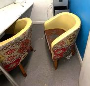2 x Tub Chairs With Fabric Backs - Ref: PAV-OFFICE - To Be Removed From a Popular Mexican Themed