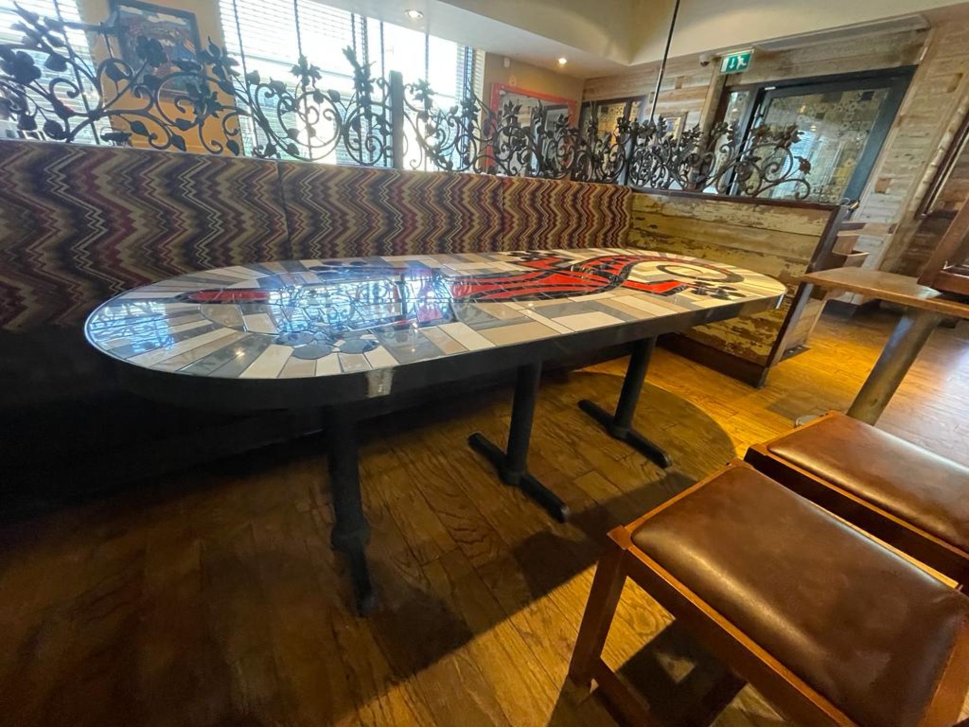 1 x Bespoke Gecko Lizard Mosaic Dining Table With Cast Iron Bases - Ref: PAV113 - Height H74 x - Image 3 of 5