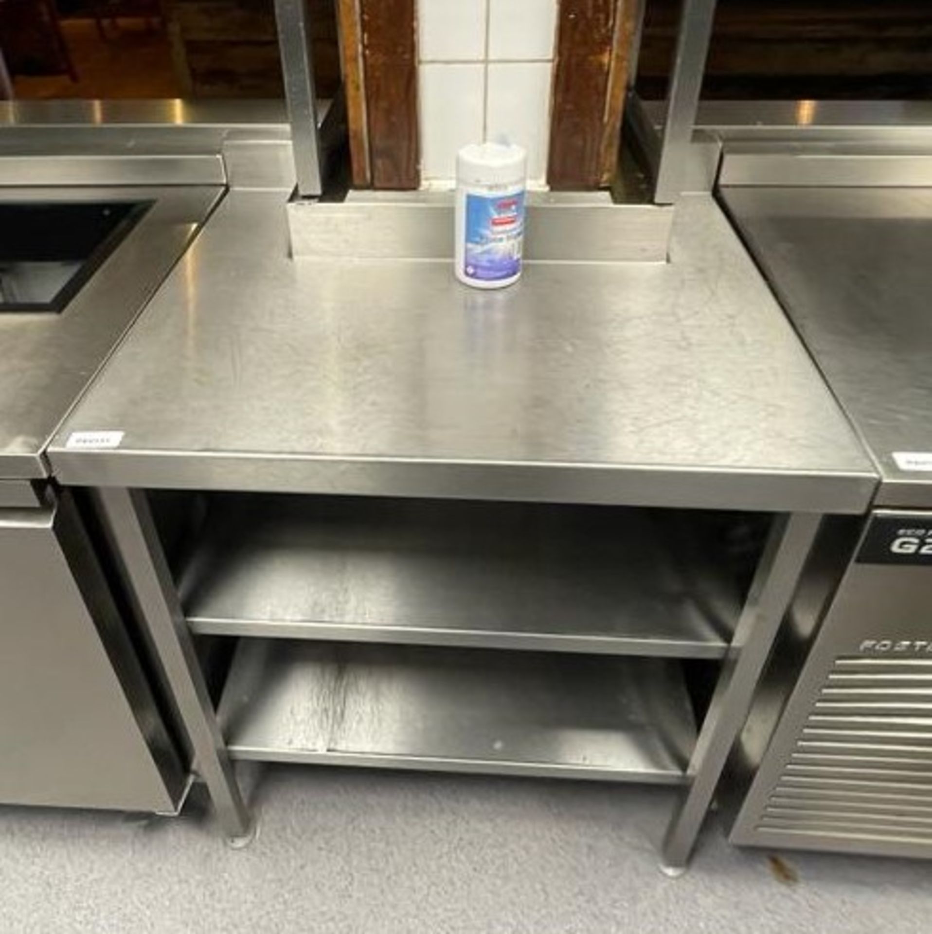 1 x Stainless Steel Prep Table With Post Cut Out and Undershelves - Ref: PAV131