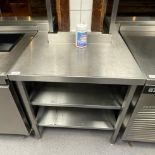 1 x Stainless Steel Prep Table With Post Cut Out and Undershelves - Ref: PAV131