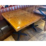 2 x Restaurant Dining Tables With Cast Iron Bases and Wooden Tops - Dimensions: H74.5 x W85 x D65.