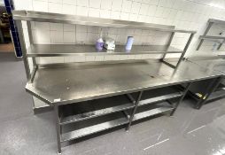 1 x Stainless Steel Prep Bench With Undershelves and Overshelves - Dimensions: H90 x W301 x D65
