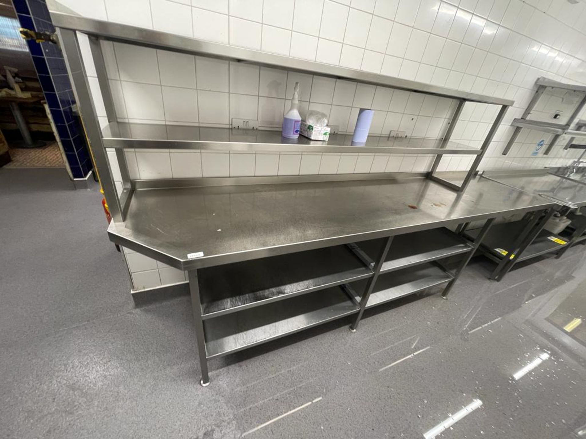 1 x Stainless Steel Prep Bench With Undershelves and Overshelves - Dimensions: H90 x W301 x D65 - Image 3 of 4