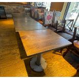 4 x Restaurant Dining Tables Featuring Industrial Style Bases and Wood Tops - Dimensions: H73 x