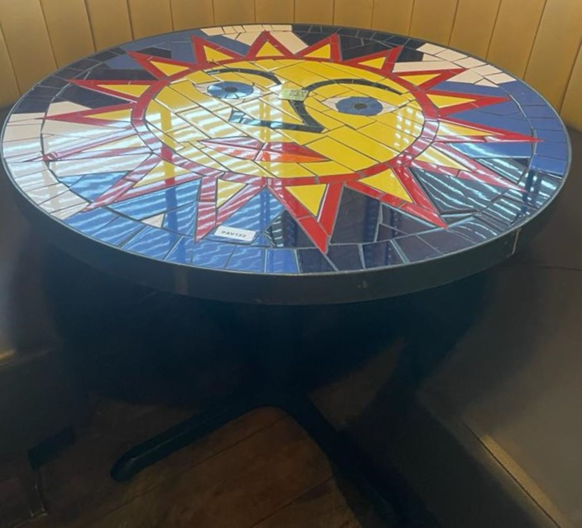 1 x Bespoke Psychedelic Sun Mosaic Dining Table With Cast Iron Base - Ref: PAV122 - Height 74 x - Image 3 of 4