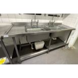 1 x Stainless Steel Twin Bowl Wash Station With Mixer Taps - Dimensions: H90 x W190 x D65 cms - Ref: